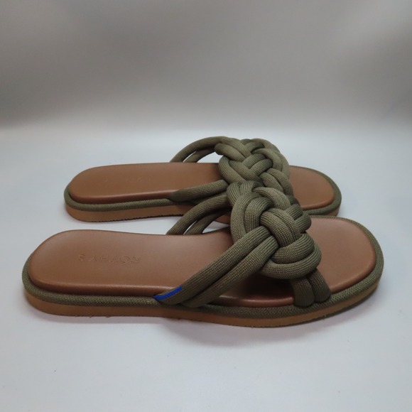 Rothy's The Summer Sandal Green Knot Slide On Flat Women's Sz9.5 - Picture 1 of 7